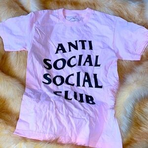 Anti social social club ASSC cotton pink black short sleeve tshirt Sz Small